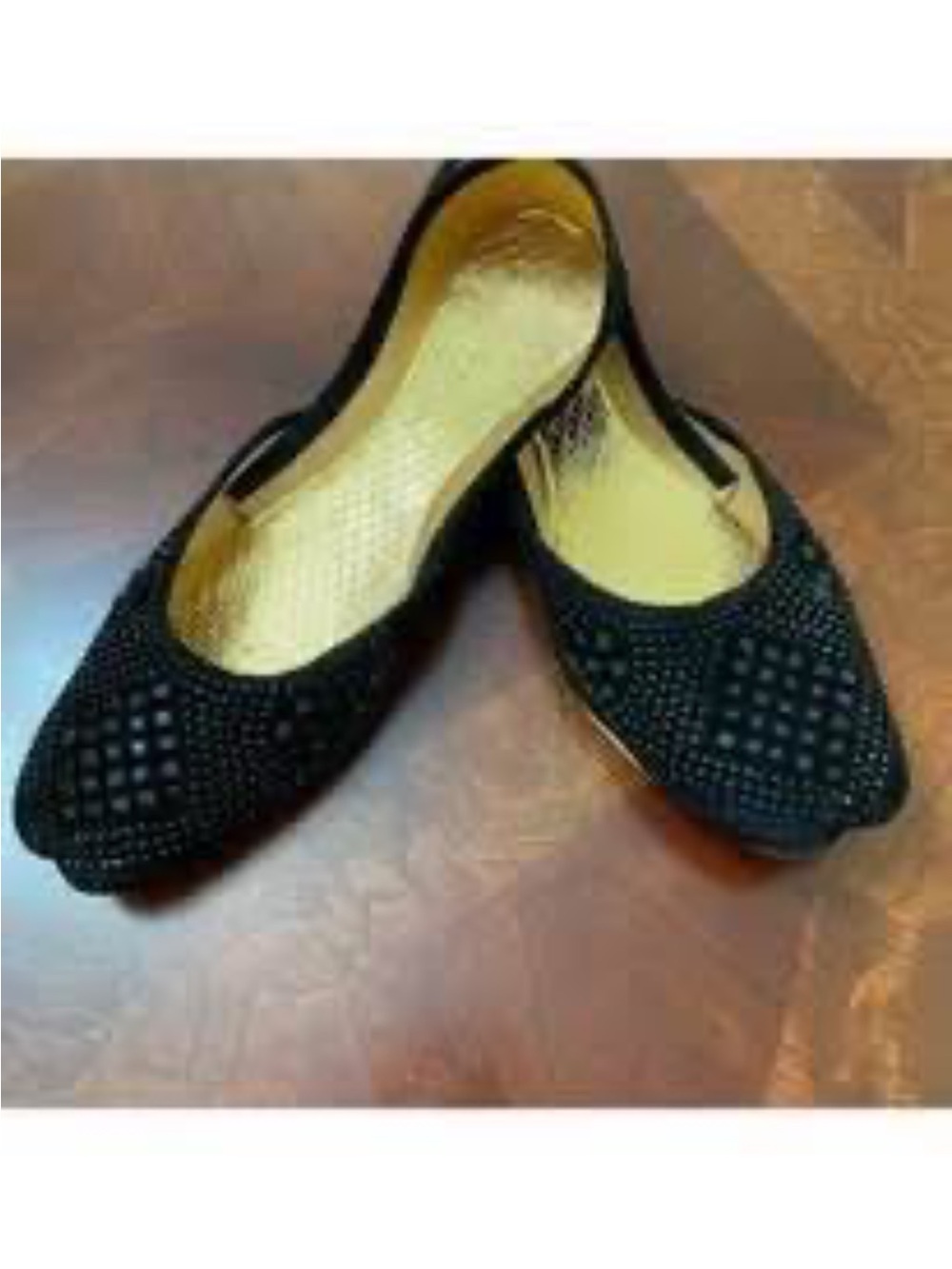 Black Embellished Women's Flats (Kussa)